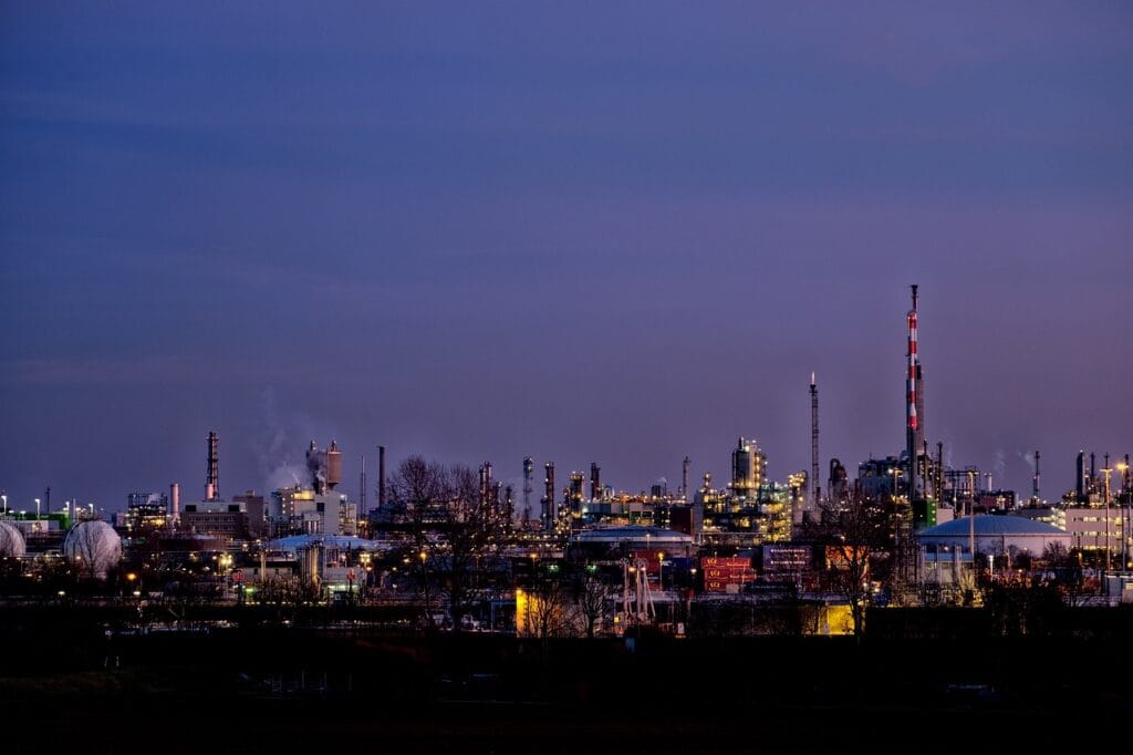 night view of industry